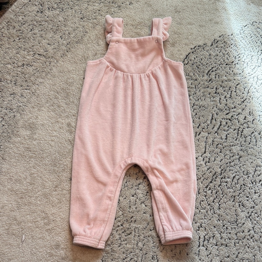 Angel Dear Pink Velour Overalls - LIKE NEW